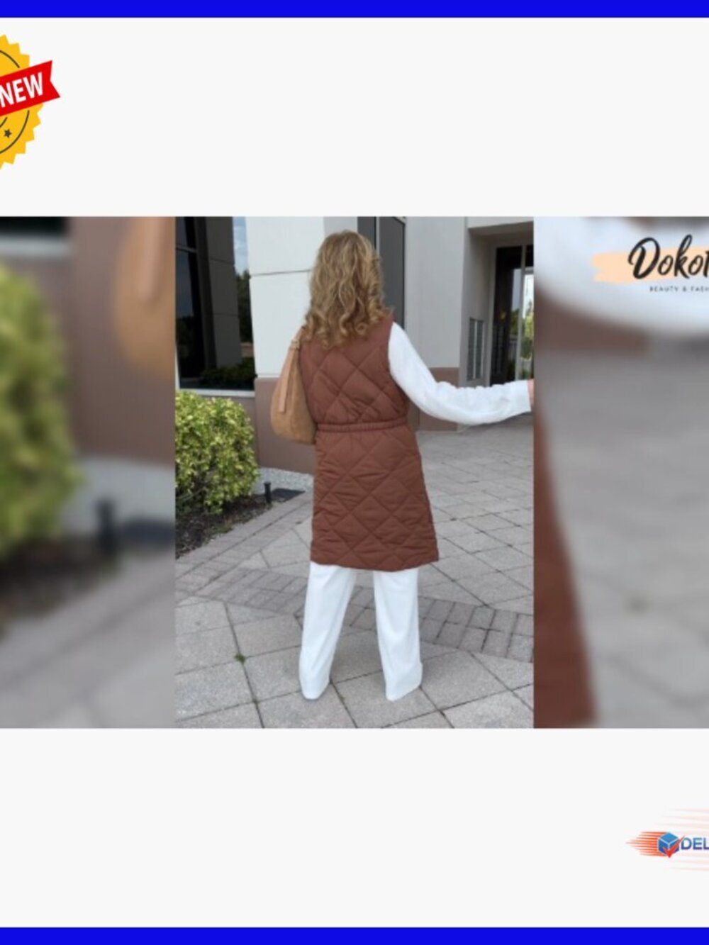Long Puffer Vest Stand Collar Sleeveless Winter Coat with Pockets - Picture 6 of 7